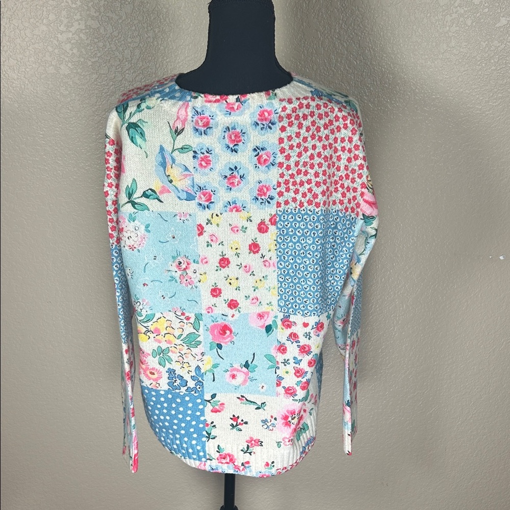Patchwork Floral Button-Front Cardigan - Light Bl… - image 4